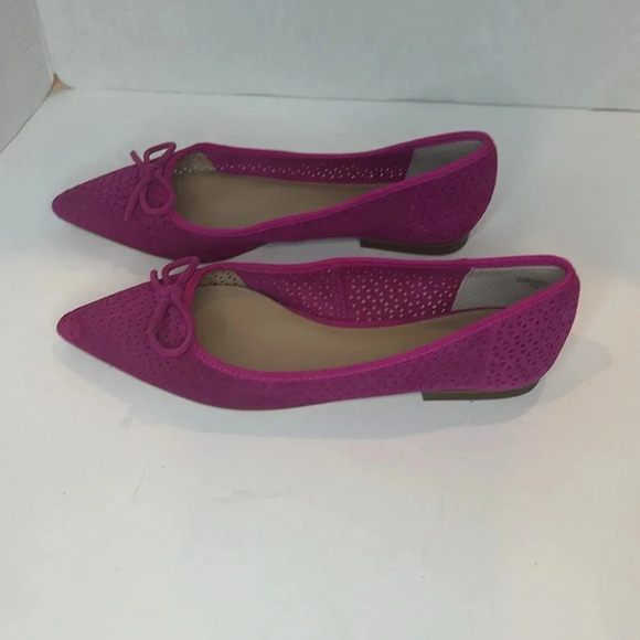 ANN TAYLOR SUEDE LEATHER BALLET FLAT PERFORATED POINTED TOE PADDED FOOTBED 6M - Picture 4 of 8